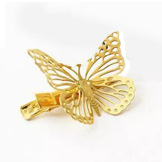 Elegant Women Gold Butterfly Hair Clip Hairpin Wedding Barrette Accessories