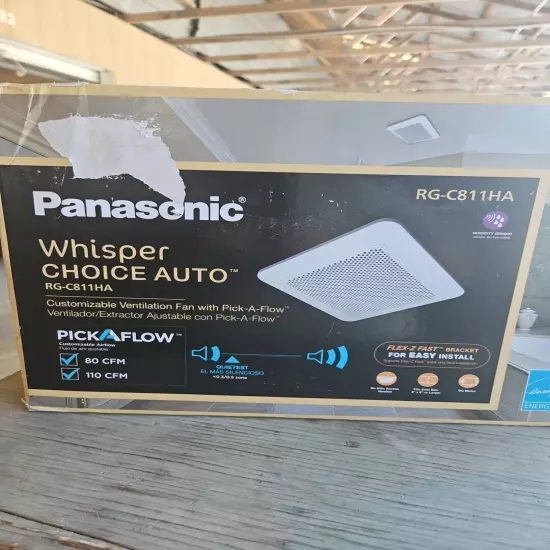 PanasonicRG-C811HA Whisper Choice Auto Pick-A-Flow 80/110 CFM Ceiling Bathroom