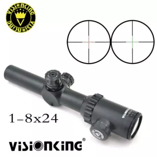 Visionking 1-8x24 Illuminated Mil-dot Reticle Rifle Scope Military Long Range