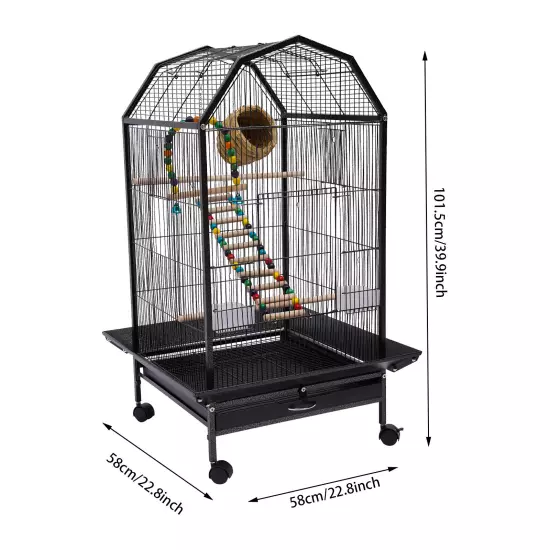 Bird Cage Large Pet cage Wheels Parrot Parakeet Canary Finch Conure with Stand