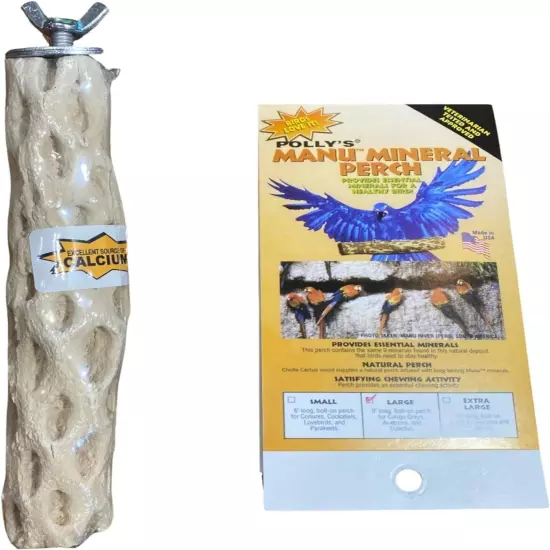 Polly's Pet Products Manu Mineral Bird Perch Size Small 6inch Parrot Bird Perch