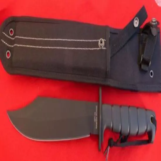 Ontario USA SP-10 Raider Bowie 2nd ON8684, 9.5" 1095HC power coated sheath knife