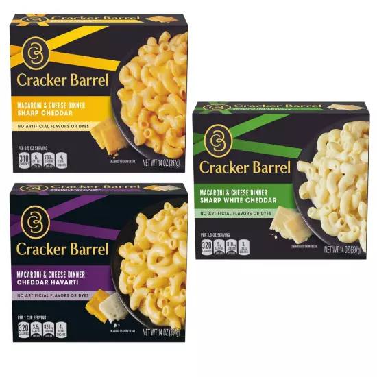 Macaroni and Cheese by Cracker Barrel in 3 Variety Packs - Sharp Cheddar, and An