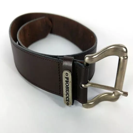 Rare: Fiorucci Belt Mens Size 30, Brown Leather, Designer Logo Spell Out