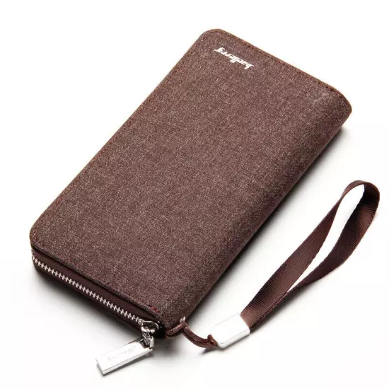 Men's Zip Wallet Multifunction Bifold Card Holder Long Clutch Billfold Purse