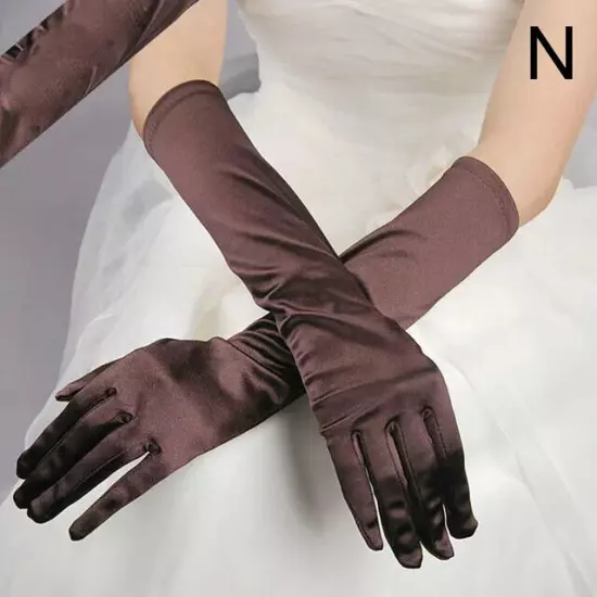 Women's Satin Long Gloves Opera Wedding Bridal Evening Party Prom Costume Glove