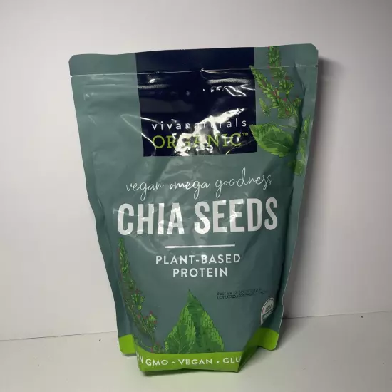 Certified Organic Chia Seeds with Omega-3 Bulk 2 LBs, Superfood, Gluten-New