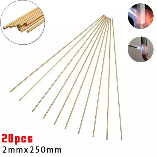 20PCS Wire Brazing Easy Melt Welding Rods Low Temperature 2mm X 250mm Brass