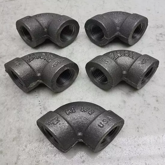 5 Pack Anvil 90° Elbow 1/2" x 1/2" Fnpt Malleable Iron Class 300 0310500608