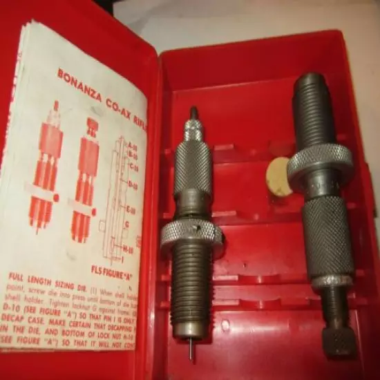 Bonanza Reloading 2-Dies 25-06 Co-Ax F.L. Die Set #53 GENTLY USED WITH CASE