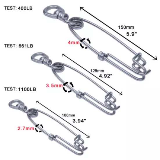 Long Line Clips Stainless Steel Snap Swivel Longline Branch Hanger Tuna Clip