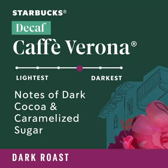 Dark Roast Decaf Ground Coffee, 100% Arabica Caffè Verona - 6 Bags (12 Oz Each)