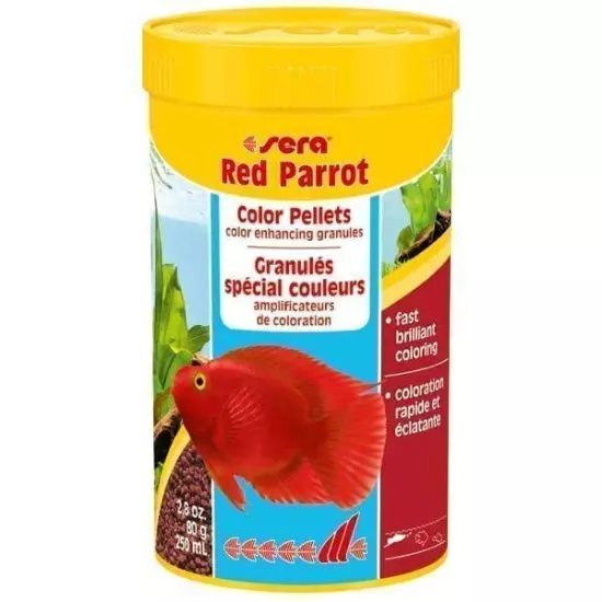 Red Parrot Color Enhancing Fish Food Pellets, 2.8 Ounces Per Container