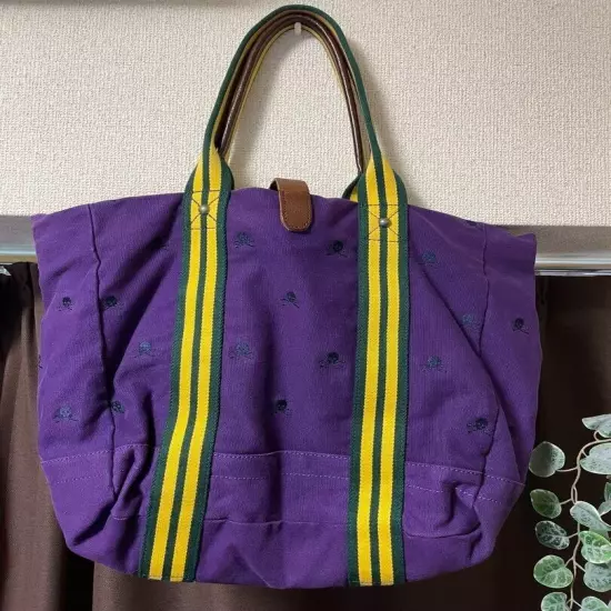 Ralph Lauren Rugby Skull Tote Shoulder Bag Purple USED Good Cond Shipping Fr JPN