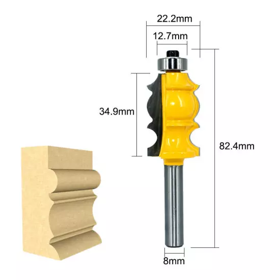 8mm Shank Architectural Molding Frame Router Bit Profile Edge Cutter 3PCS Set