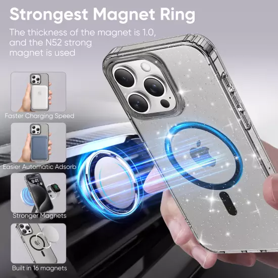 For iPhone 16 Pro Max 15 14 Shockproof Magnetic Slim Mag-Safe Clear Phone Case