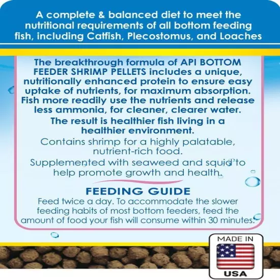 API BOTTOM FEEDER PELLETS WITH SHRIMP Fish Food 4.0-Ounce Container