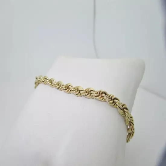 14k Rope Chain Bracelet Polished Solid Gold Smooth Polished Size 8.5 4.2mm B116