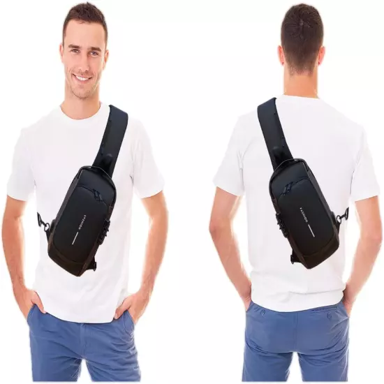 Sling Bag for Men | Anti-Theft Crossbody Bag - PU Leather Crossbody Shoulder Bag