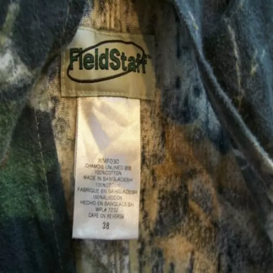 Field Staff Mens 38 (Actual 42x28) BUTTON FLY Camo Overalls 100% Cotton #WMF030