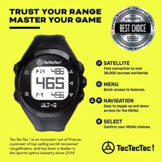 TecTecTec ULT-G Golf GPS Watch - Preloaded Worldwide Courses