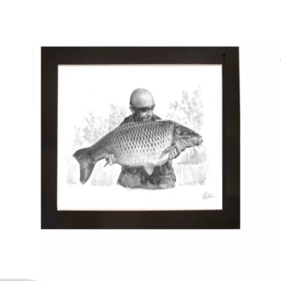 MOUNTED FISHING PORTRAIT Hand Drawn By Angling Artist Robin Woolnough Bespoke 