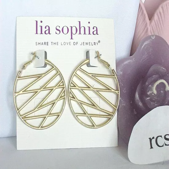 Beautiful Lia Sophia "CROSSHATCH" Hoop Earrings, 1-1/2", NWT