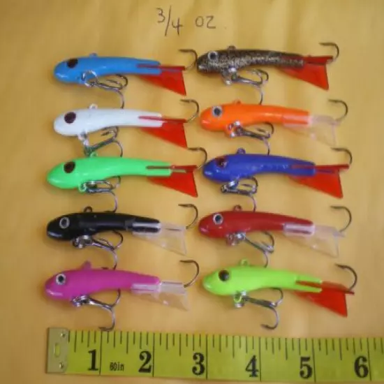 15 MINNOW JIGGING/CASTING FISHING LURE BAIT,3/4 OZ/UNPAINTED/SIDE HOOK,TAIL,RING