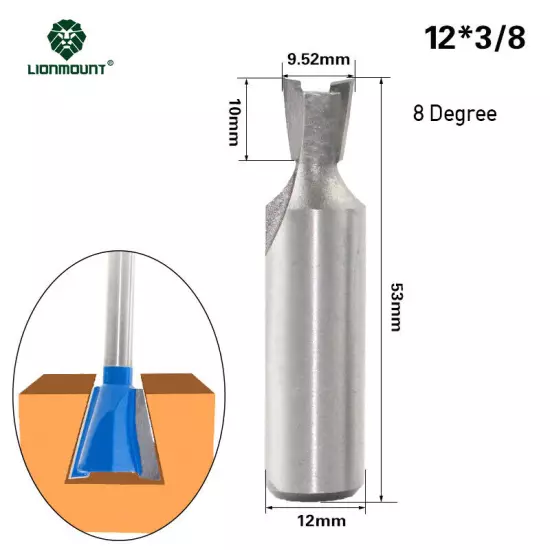 1/4" 12mm 1/2" Shank Dovetail Router Bit Set 1PC/6PCS 8 Degree 14 Degree