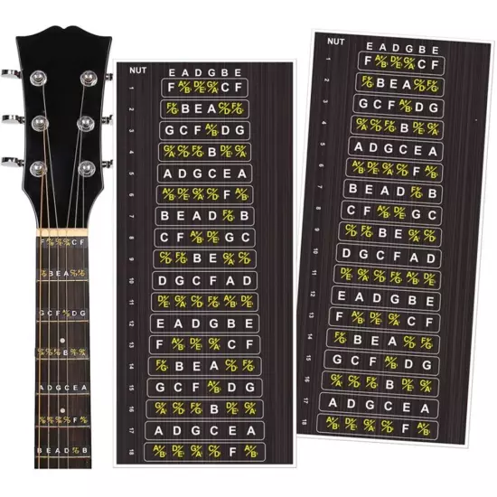 Guitar Neck Fretboard Map Easy Learning Tool with Removable Vinyl Stickers