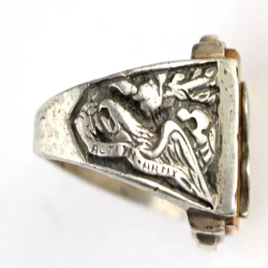 WWII Era US Europe Forces Sterling Ring Ordinance Division Symbol