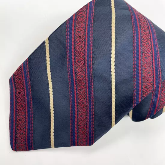 Geoffrey Beene Blue Red Striped Regimental Repp Silk Tie 3" x 57"