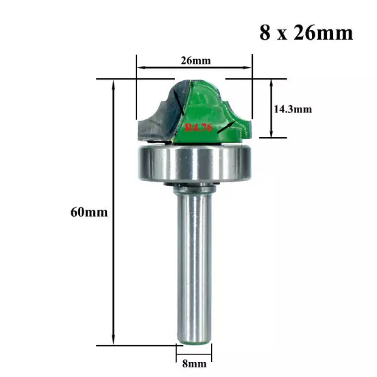 4PCS 8mm Shank Groove Double Roman Ogee Router Bit Set Woodworking Cutter