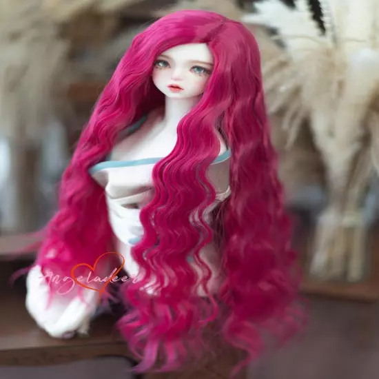 1/6 1/4 1/3 Uncle BJD Long Wig Center Parting Handmade Curly Doll Hair 7 Colors