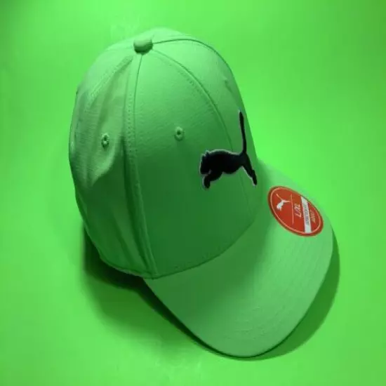 New PUMA Stretch Fit Adult Hat Sz L/XL Green w/Black, White