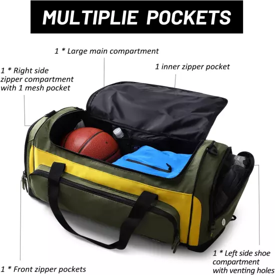 Large Duffel Bag Men'S Gym Bag with Shoe Compartment, 60L