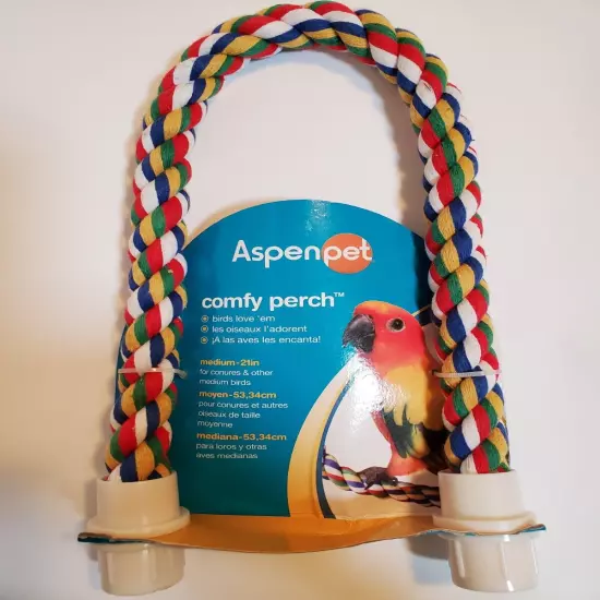 Aspen Pet Comfy Perch For Birds 21" Flexible Rope Multicolored 