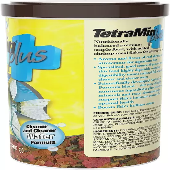 Tetramin plus Tropical Flakes, Cleaner and Clearer Water Formula 7.06 Ounce (Pac