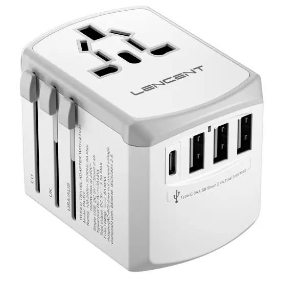 Universal Travel Adapter Worldwide Multi Plug UK EU AU US 3 USB Type C charger