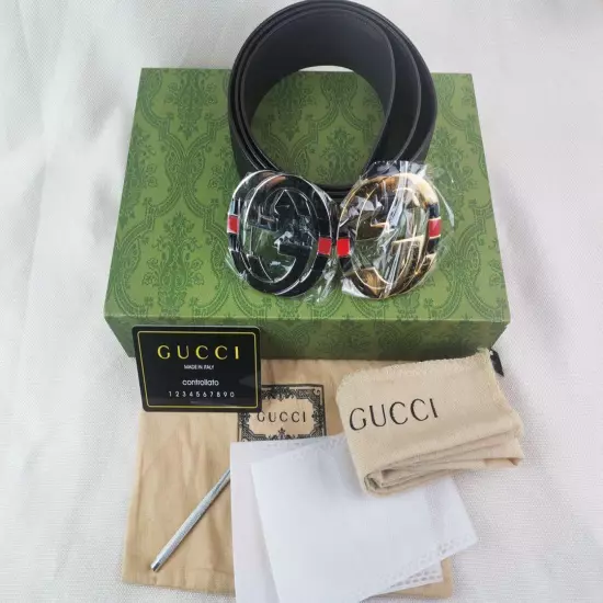 shipping Gucci belt double button black