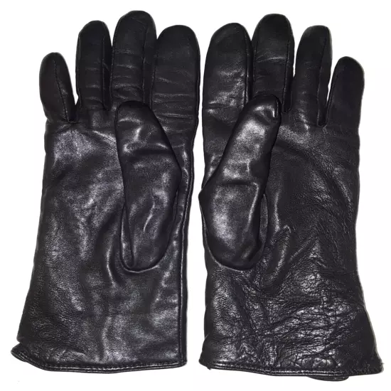 Gates cashmere-lined black leather gloves womens size M