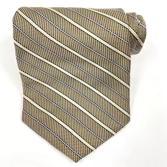 Brooks Brothers Basic Striped Repp Regimental Gold Necktie Silk Tie 3.8" x 58"