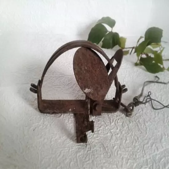 Antique Animal Trap Small Hunting Tool Salvage Rusty Metal Cabin Fireplace Decor