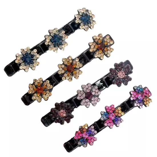 NEW Sparkling Crystal Stone Braided Hair Clip Satin Bands Hair Fabric J1O5