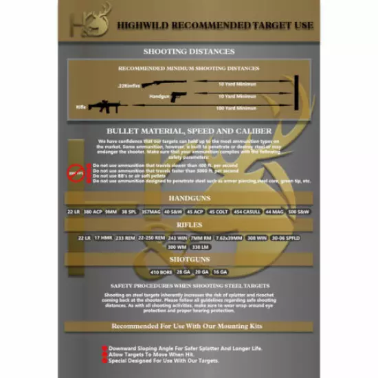 AR500 Shooting Target System Stand Chains & 6"8" Gongs+7"x12" Torso+10" Bullseye