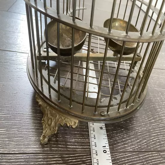 Vintage High Quality Brass Hanging Footed Birdcage