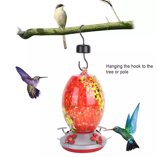 Q1)Hummingbirds Water Feeder Colorful Painting Glass Bird Feeding Tool For