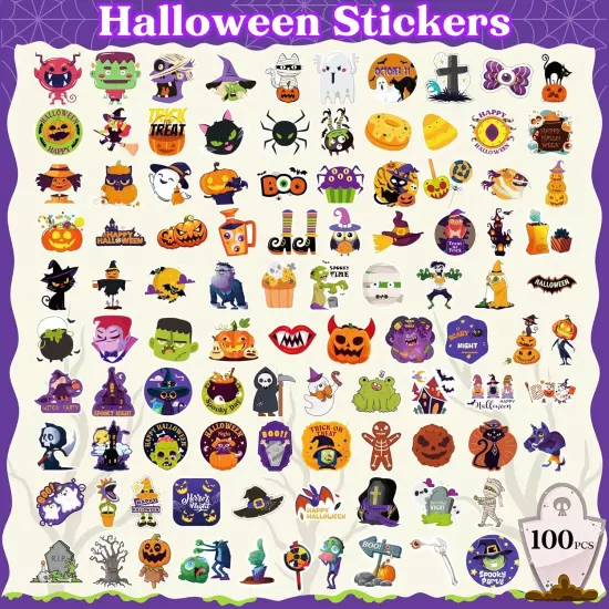 OHOME Halloween Stickers | 100 PCS Party Favors - 