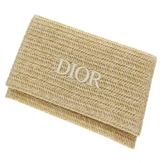 Christian Dior Clutch Pouch Bag Case rattan beige Not sold in Store Unused