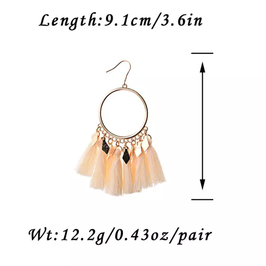 Fashion Women Bohemian Earrings Long Tassel Fringe Drop Dangle Ear Stud Jewelry